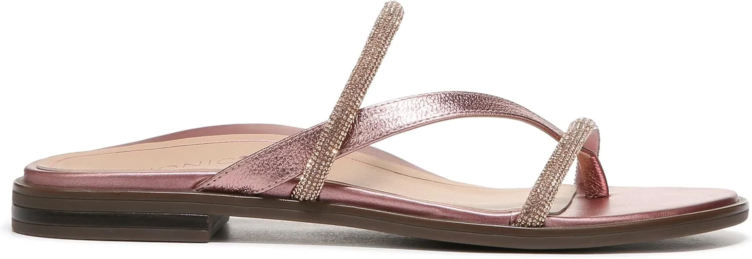 Vionic Women's Citrine Prism Flat Comfort Sandal- Supportive Slide Walking Sandals That Includes an Orthotic Insole and Cushioned Outsole for Arch Support, Medium and Wide Widths