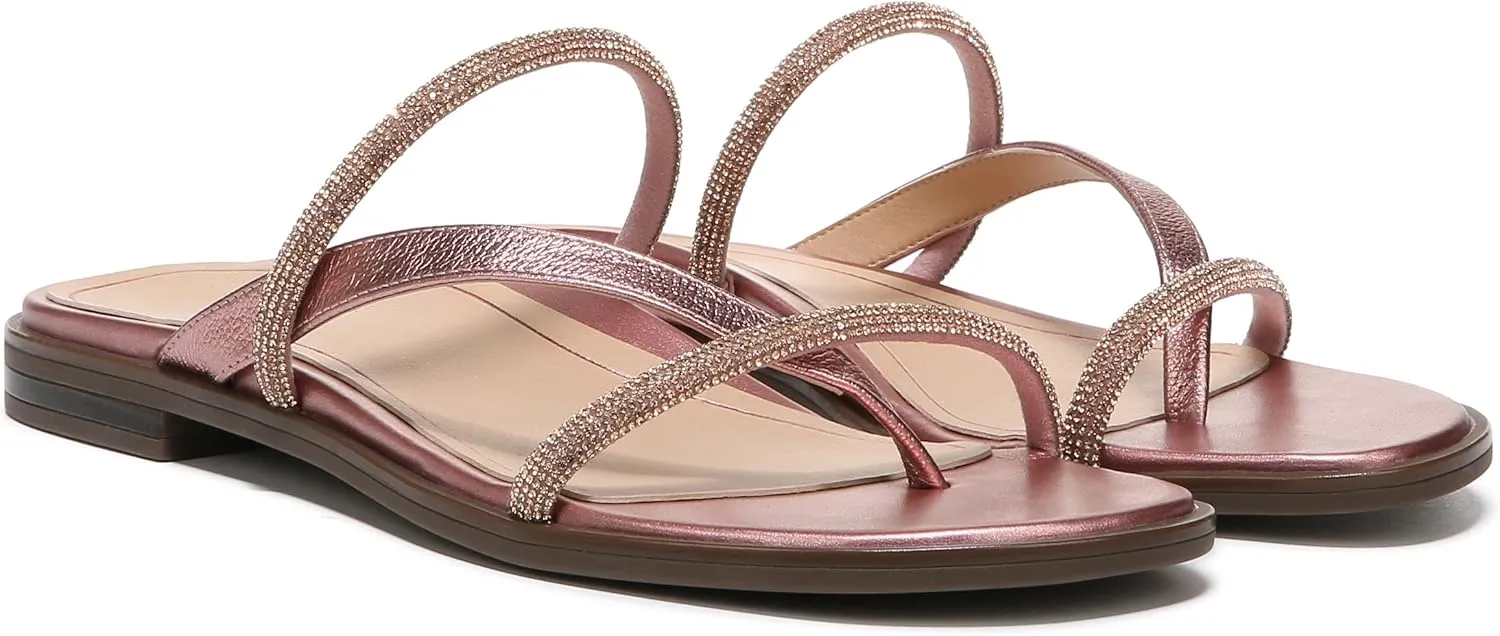 Vionic Women's Citrine Prism Flat Comfort Sandal- Supportive Slide Walking Sandals That Includes an Orthotic Insole and Cushioned Outsole for Arch Support, Medium and Wide Widths