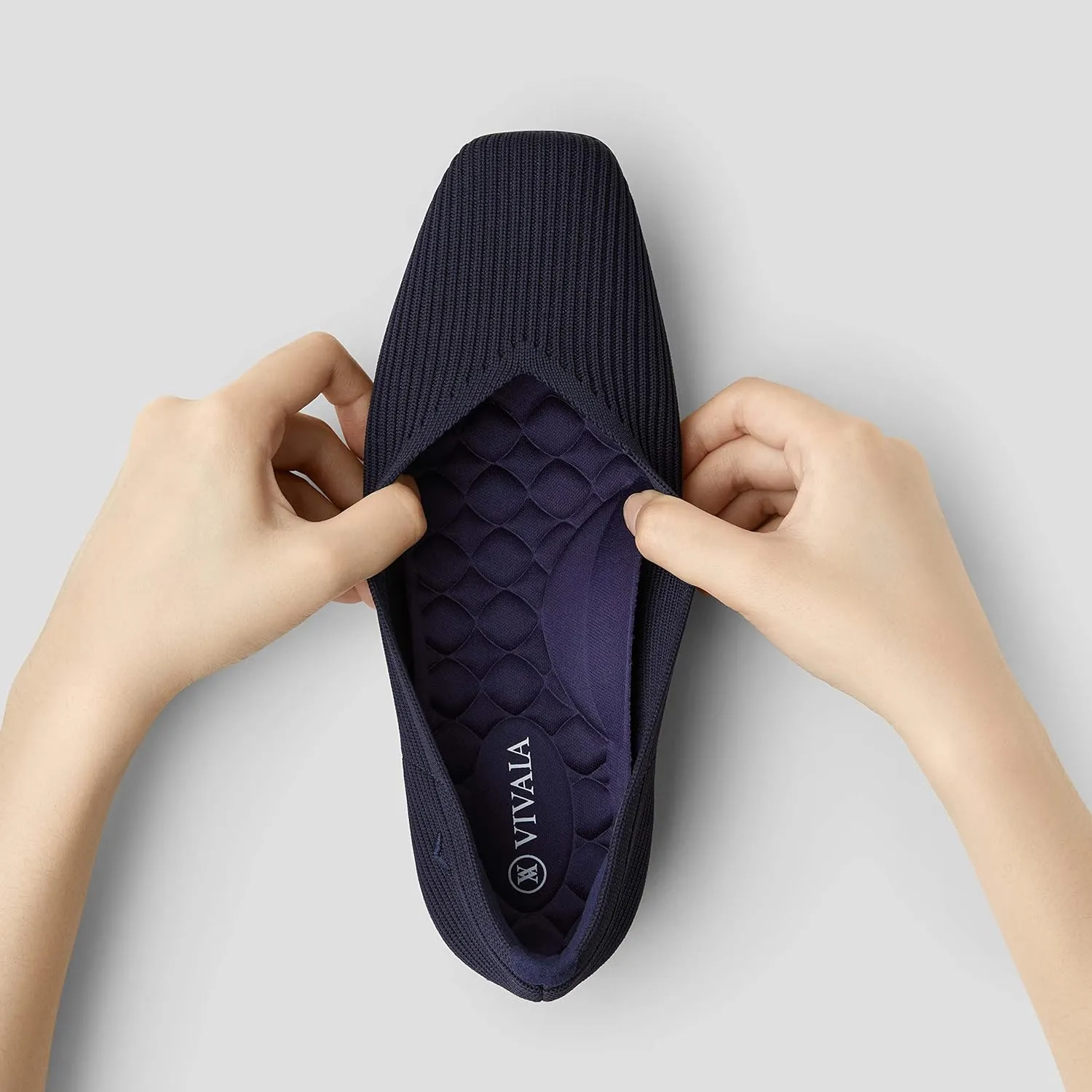 VIVAIA Margot Walker Women's Lightweight Square Toe V Cut Flats Slip on Washable Casual Flats
