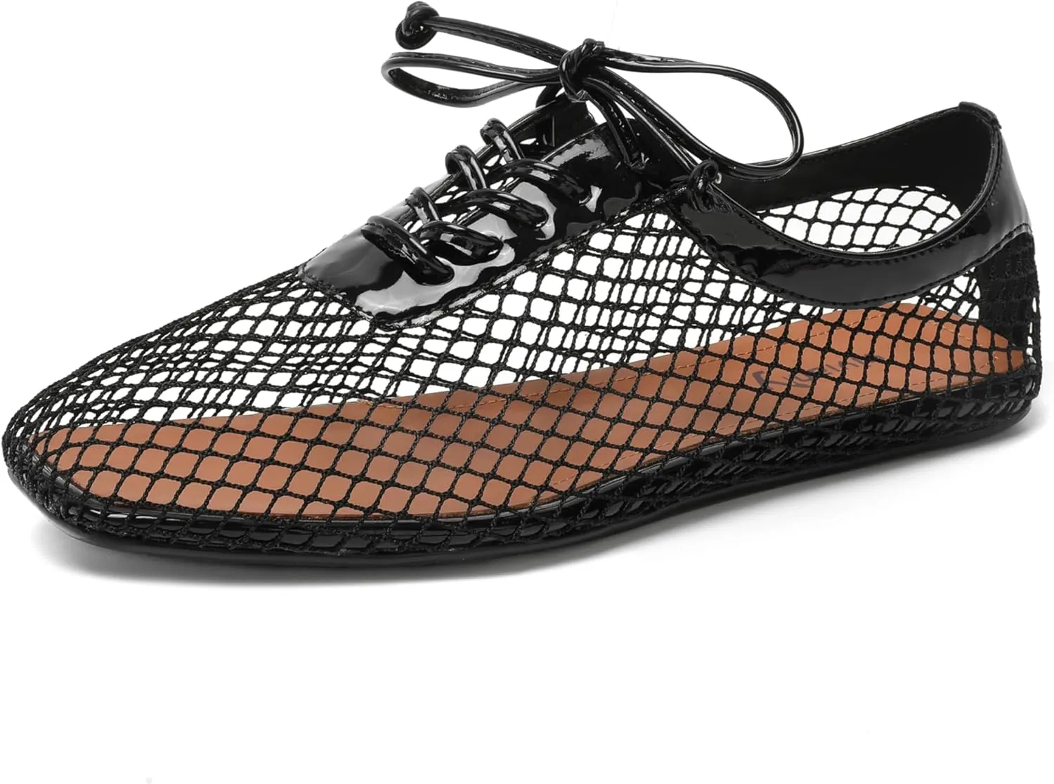 vivianly Mesh Ballet Flats Shoes for Women Flats Comfortable Dressy Round Toe Mesh Flats Fishnet Mary Jane Flats for Events Party Leisure