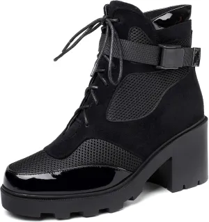 vivianly Women's Ankle Booties Chunky Lace Up Combat Boots Tactical Military Booty Winter Shoes