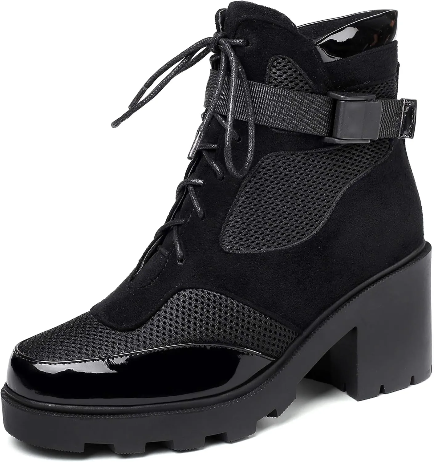 vivianly Women's Ankle Booties Chunky Lace Up Combat Boots Tactical Military Booty Winter Shoes