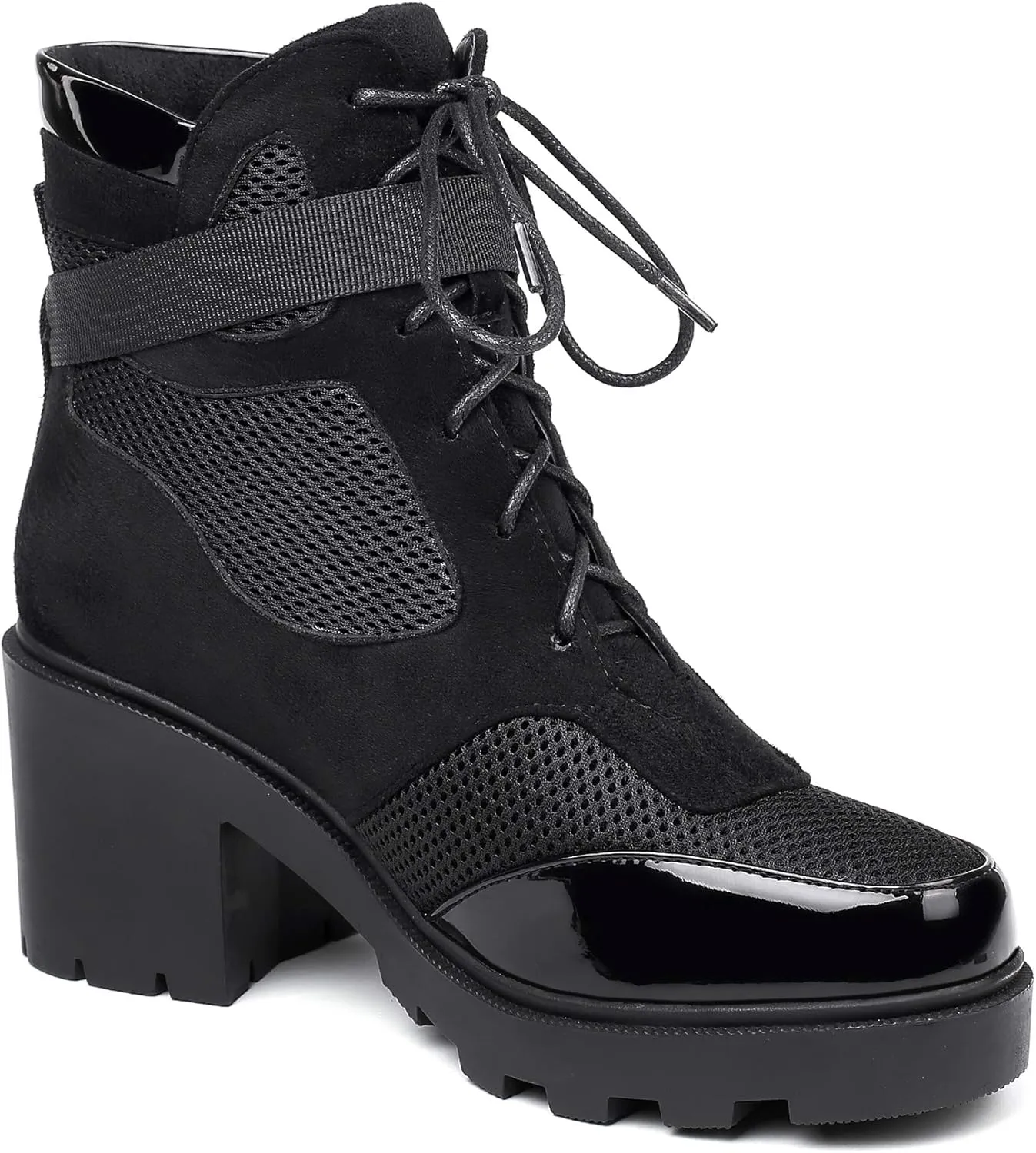 vivianly Women's Ankle Booties Chunky Lace Up Combat Boots Tactical Military Booty Winter Shoes