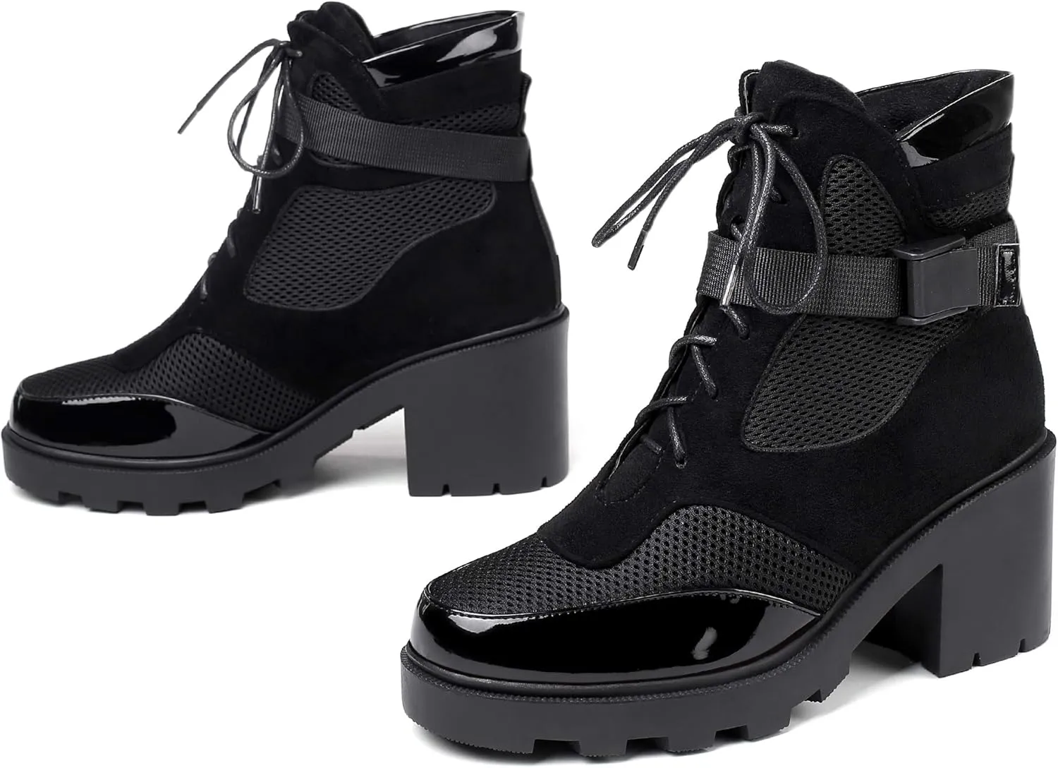 vivianly Women's Ankle Booties Chunky Lace Up Combat Boots Tactical Military Booty Winter Shoes