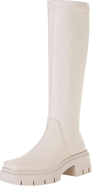 vivianly Women's Chunky Heel Knee high Boots Zipper Square Toe Platform Booties