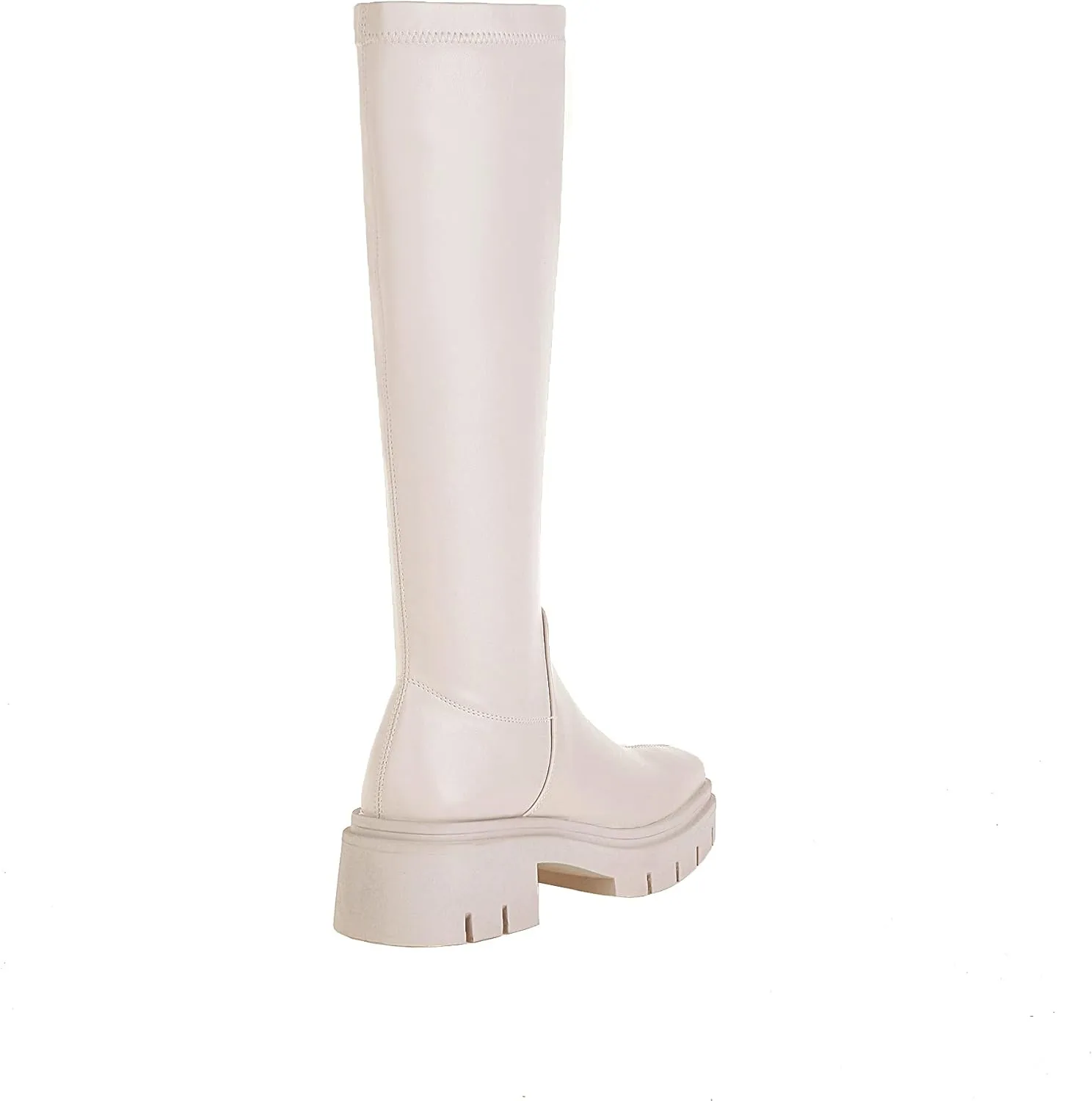 vivianly Women's Chunky Heel Knee high Boots Zipper Square Toe Platform Booties