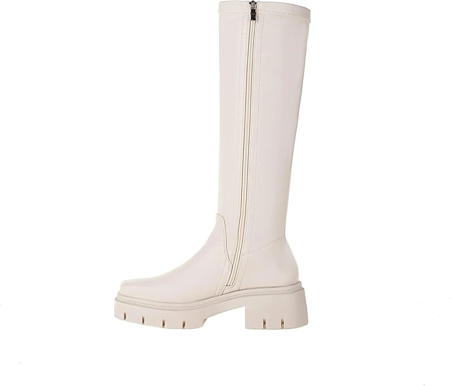 vivianly Women's Chunky Heel Knee high Boots Zipper Square Toe Platform Booties