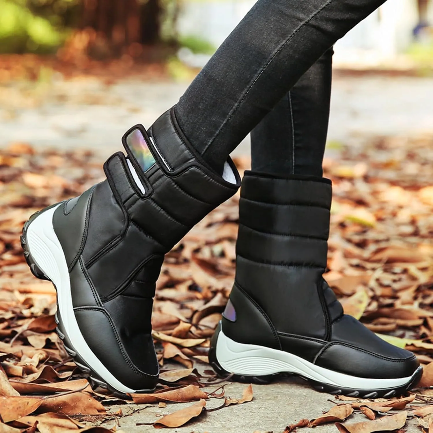 Warm Snow Boots for Women Winter High Top Bootie Anti-Slip Fur Lined Ankle Short Boots Waterproof Slip On Outdoor Shoes