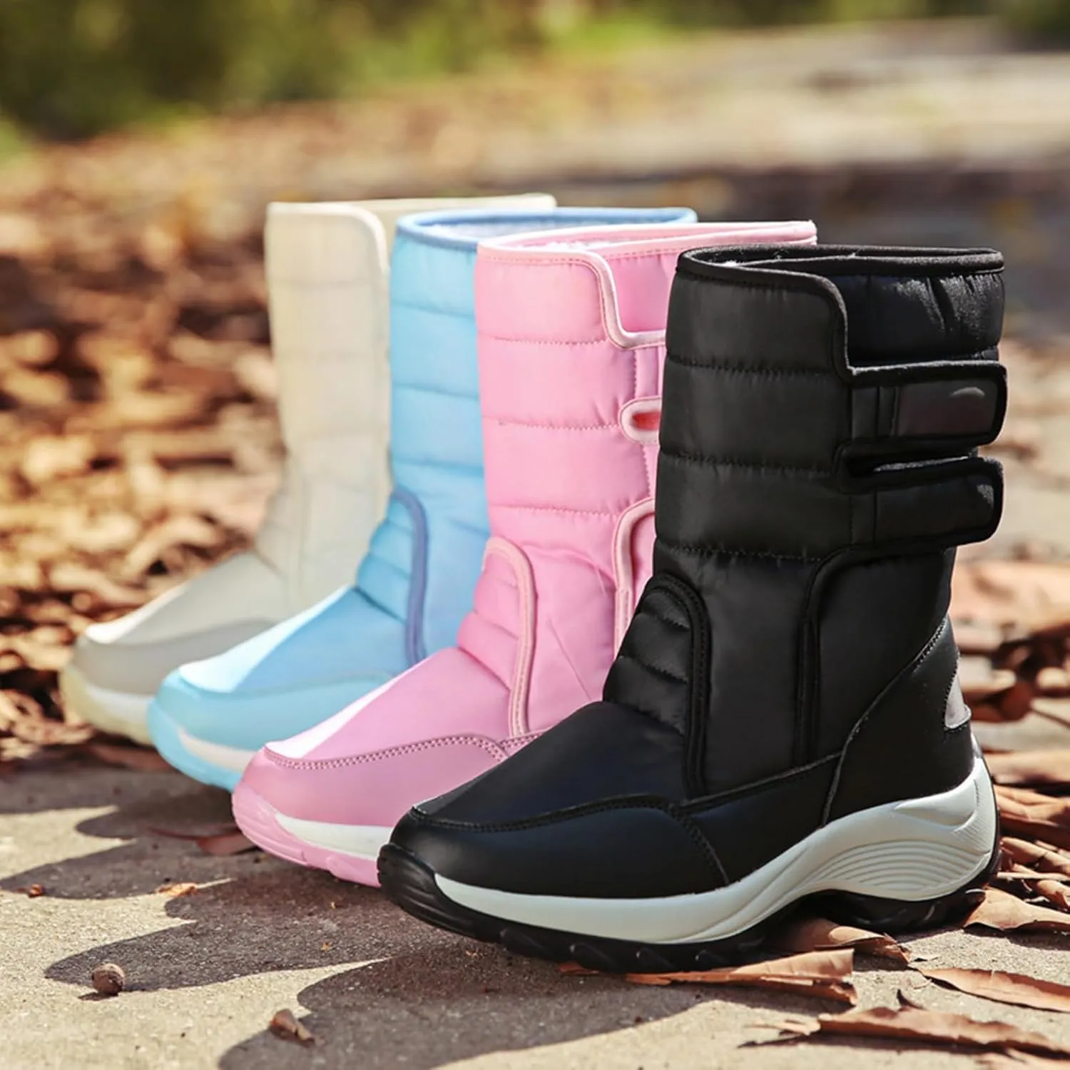 Warm Snow Boots for Women Winter High Top Bootie Anti-Slip Fur Lined Ankle Short Boots Waterproof Slip On Outdoor Shoes
