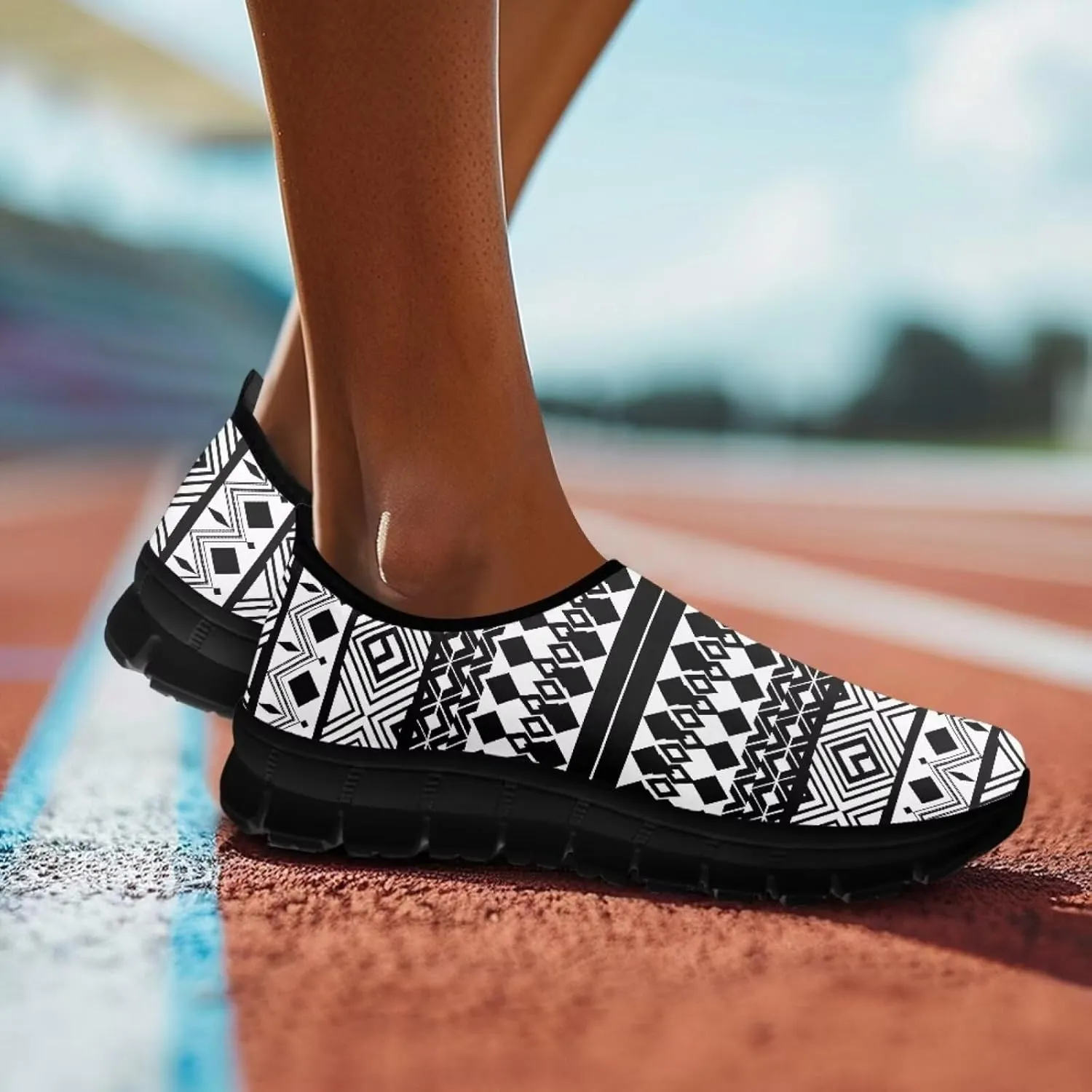 Western Aztec Slip on Shoes for Men Casual Sport Shoes Hands Free Shoes No Laces Casual Loafers Running Sneakers