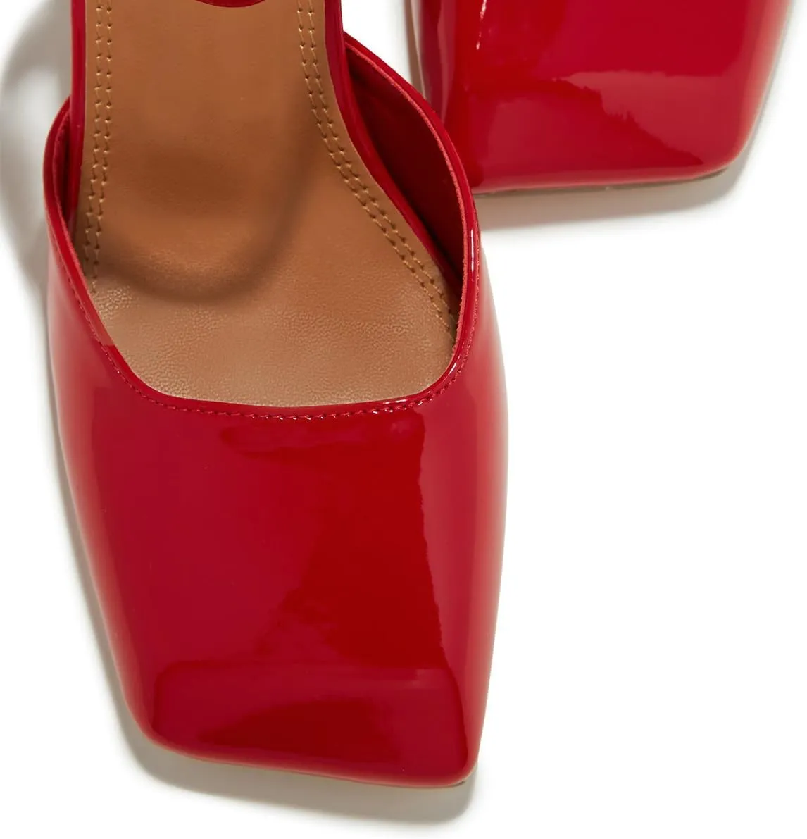 Women Trendy Ankle Strap Buckle Square Toe Glossy Sandals Chunky High Heel Summer Party Event Shoes Size 4-16 US