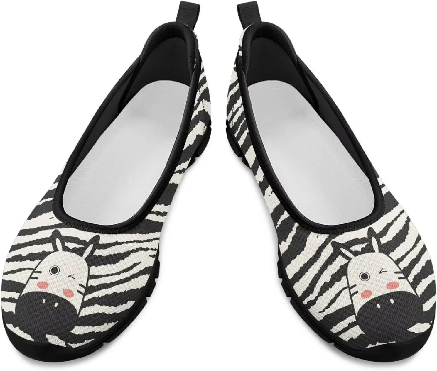 Women's Animals Slip On Sneakers Breathable Mesh Flats Shoes Lightweight Casual Walking Shoes for Shopping & Leisure Black Sole Size 6-11