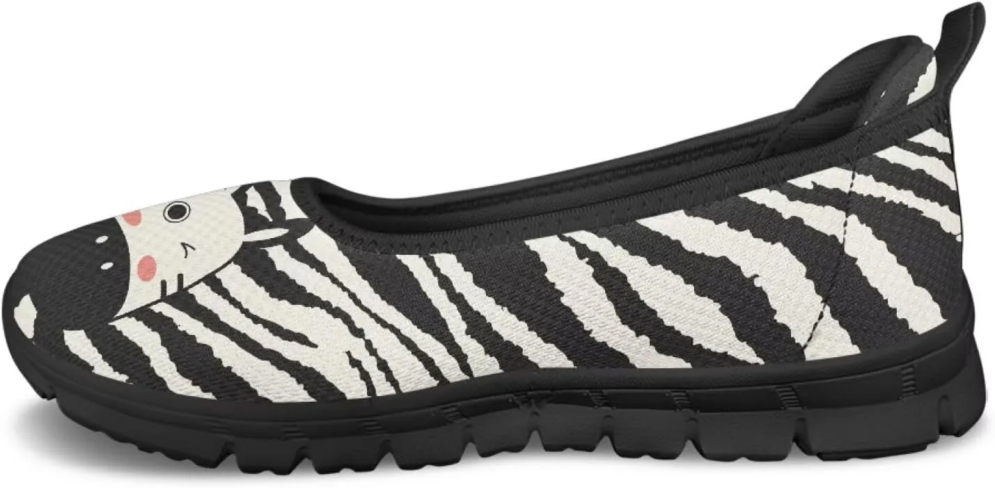 Women's Animals Slip On Sneakers Breathable Mesh Flats Shoes Lightweight Casual Walking Shoes for Shopping & Leisure Black Sole Size 6-11