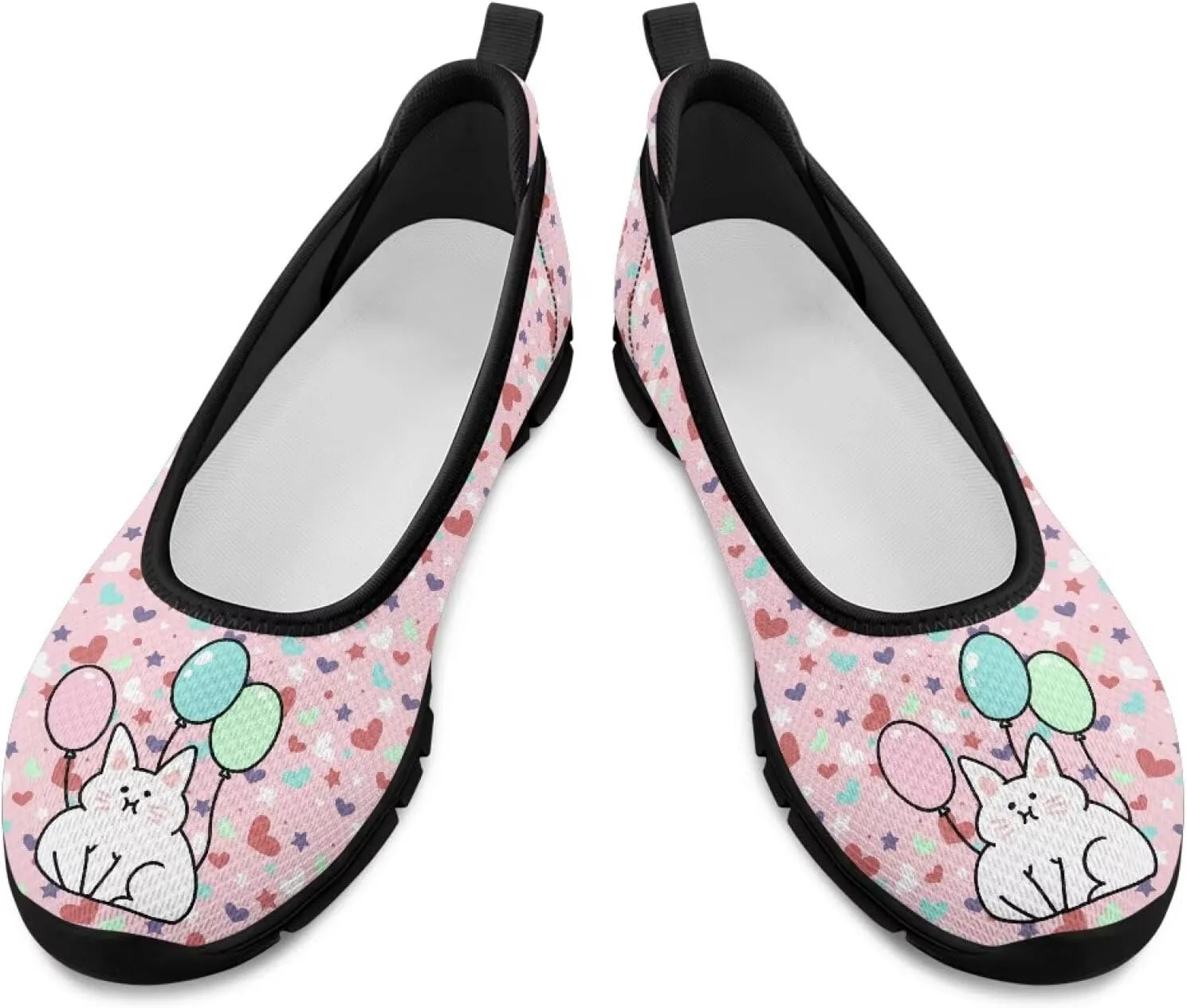 Women's Animals Slip On Sneakers Breathable Mesh Flats Shoes Lightweight Casual Walking Shoes for Shopping & Leisure Black Sole Size 6-11