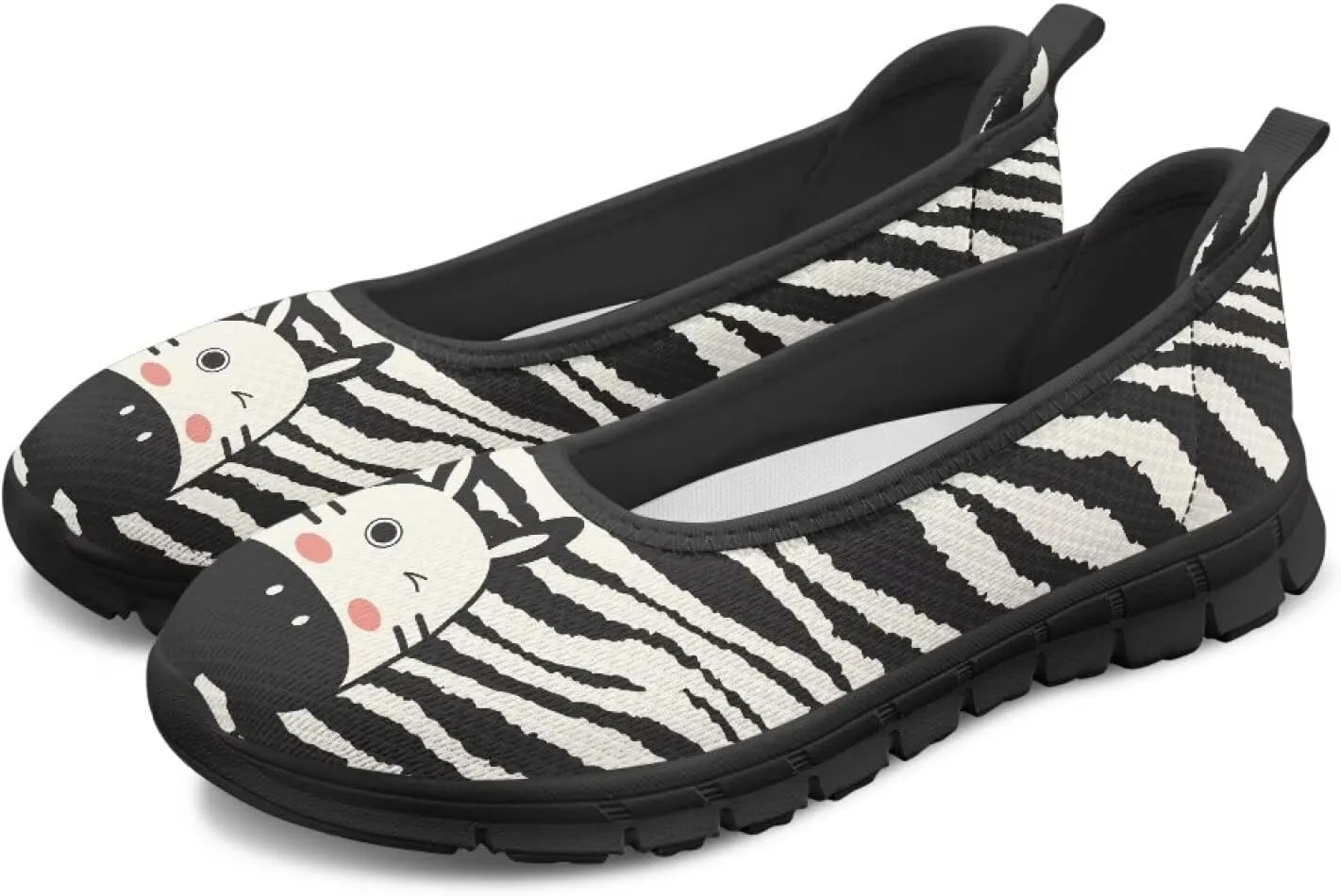 Women's Animals Slip On Sneakers Breathable Mesh Flats Shoes Lightweight Casual Walking Shoes for Shopping & Leisure Black Sole Size 6-11