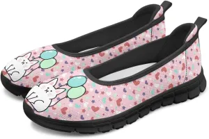 Women's Animals Slip On Sneakers Breathable Mesh Flats Shoes Lightweight Casual Walking Shoes for Shopping & Leisure Black Sole Size 6-11