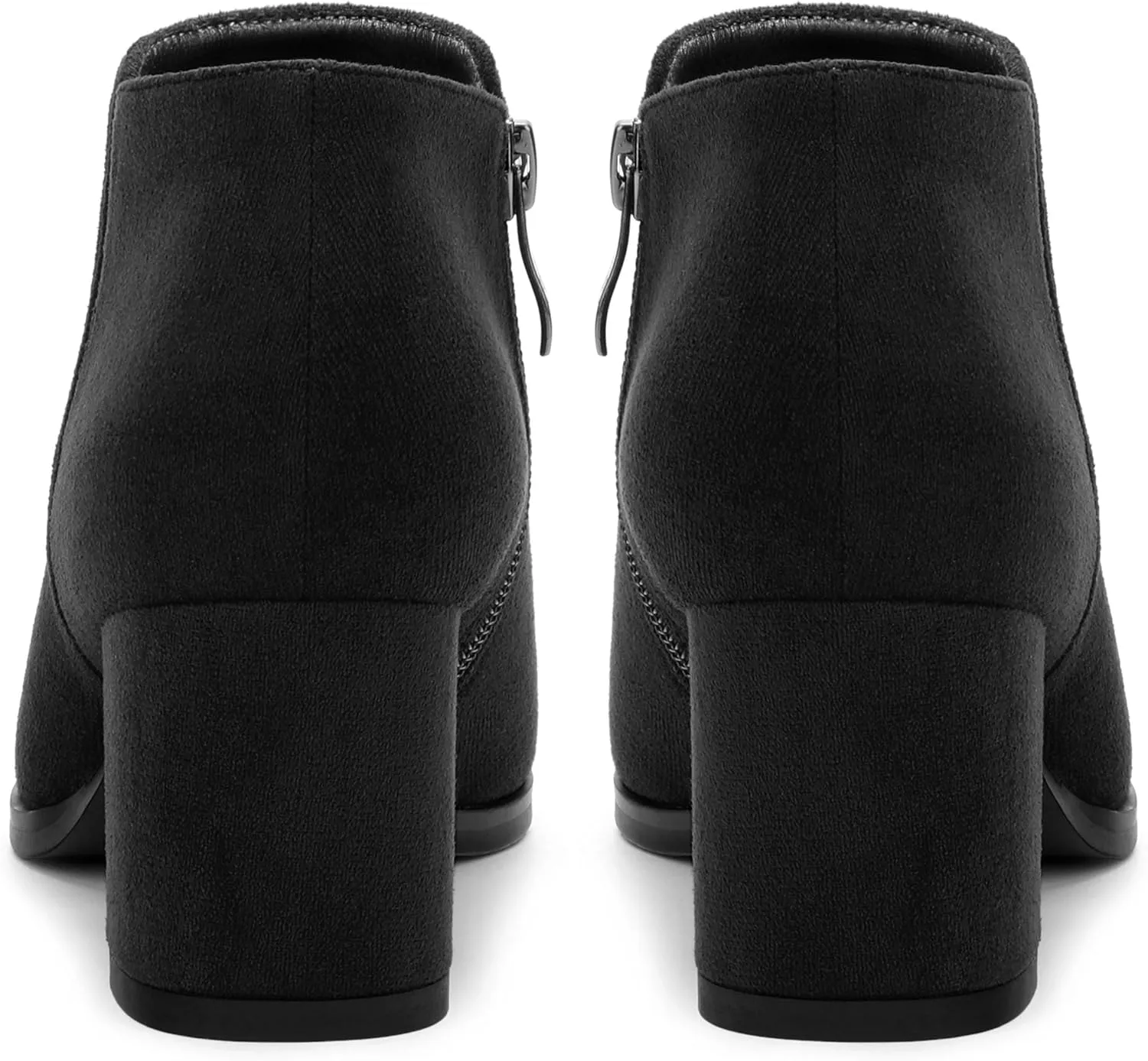 Women's Ankle Boots, Pointed Toe Chunky Heel Short Boots, Side Zipper and Elastic Ankle Booties, Mid Heel Shoes for Women