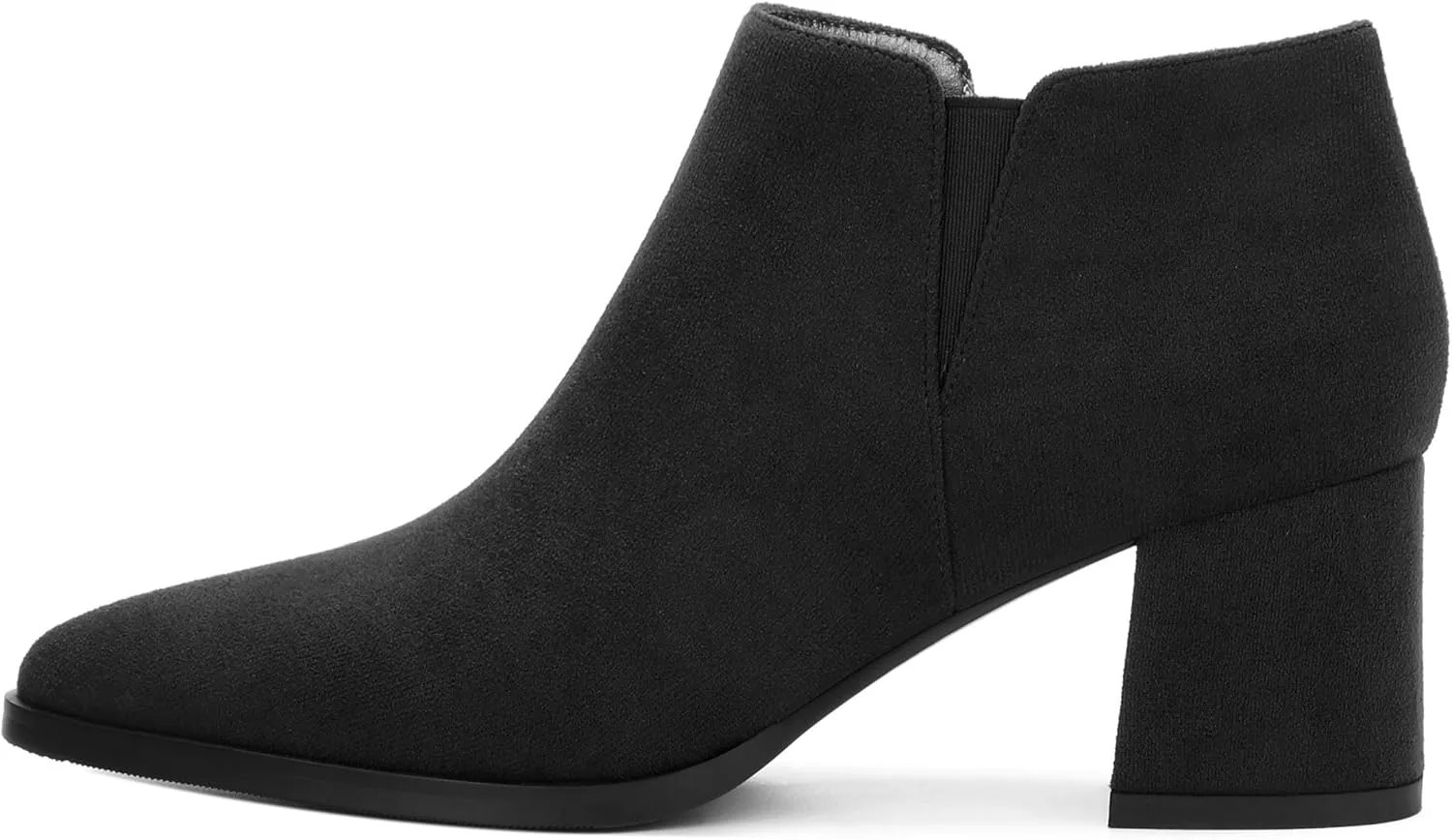 Women's Ankle Boots, Pointed Toe Chunky Heel Short Boots, Side Zipper and Elastic Ankle Booties, Mid Heel Shoes for Women