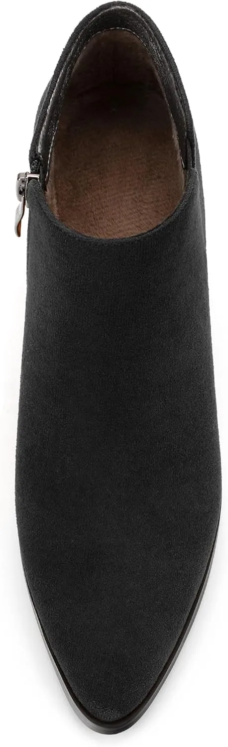 Women's Ankle Boots, Pointed Toe Chunky Heel Short Boots, Side Zipper and Elastic Ankle Booties, Mid Heel Shoes for Women