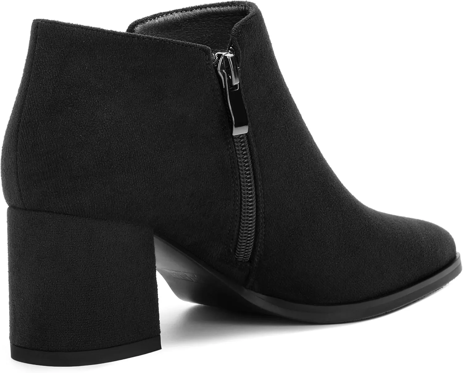 Women's Ankle Boots, Pointed Toe Chunky Heel Short Boots, Side Zipper and Elastic Ankle Booties, Mid Heel Shoes for Women