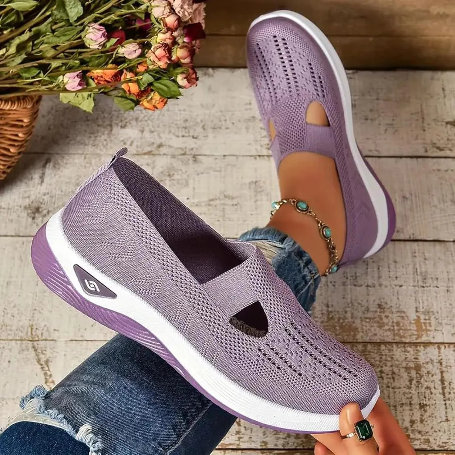 Women's Athletic Hiking Barefoot Shoes Woven Orthopedic Breathable Soft Shoes Hands Free Slip in Sneakers for Walking Trave