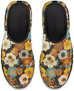 Womens Athletic Shoes Flowers Print Sports Shoes Slip-on Air Mesh Lightweight Sneakers Running Flats