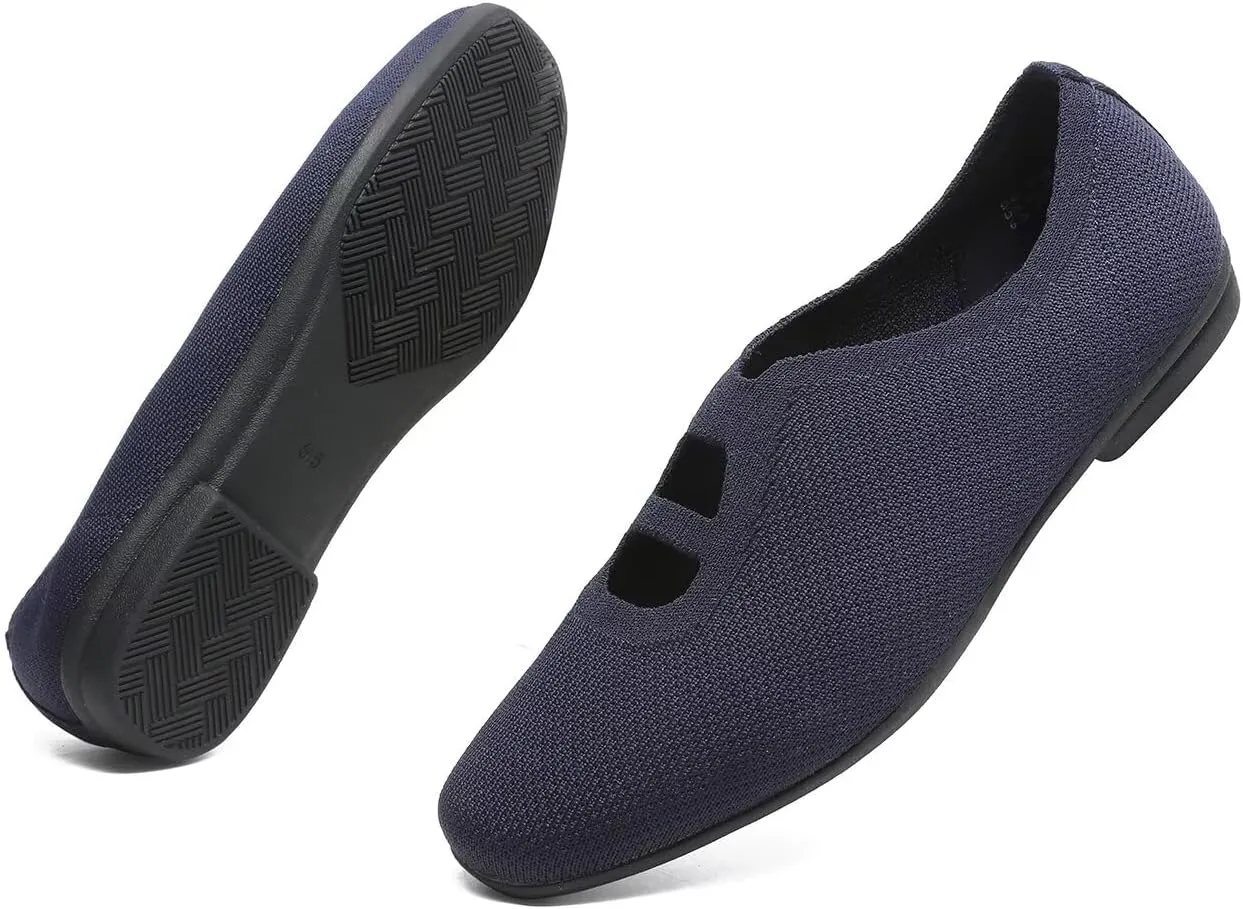 Women's Ballet Flat Knit Dressy Shoes Comfort Walking Work Slip-on Flats Ballerina Office Driving Shoes Low Wedge