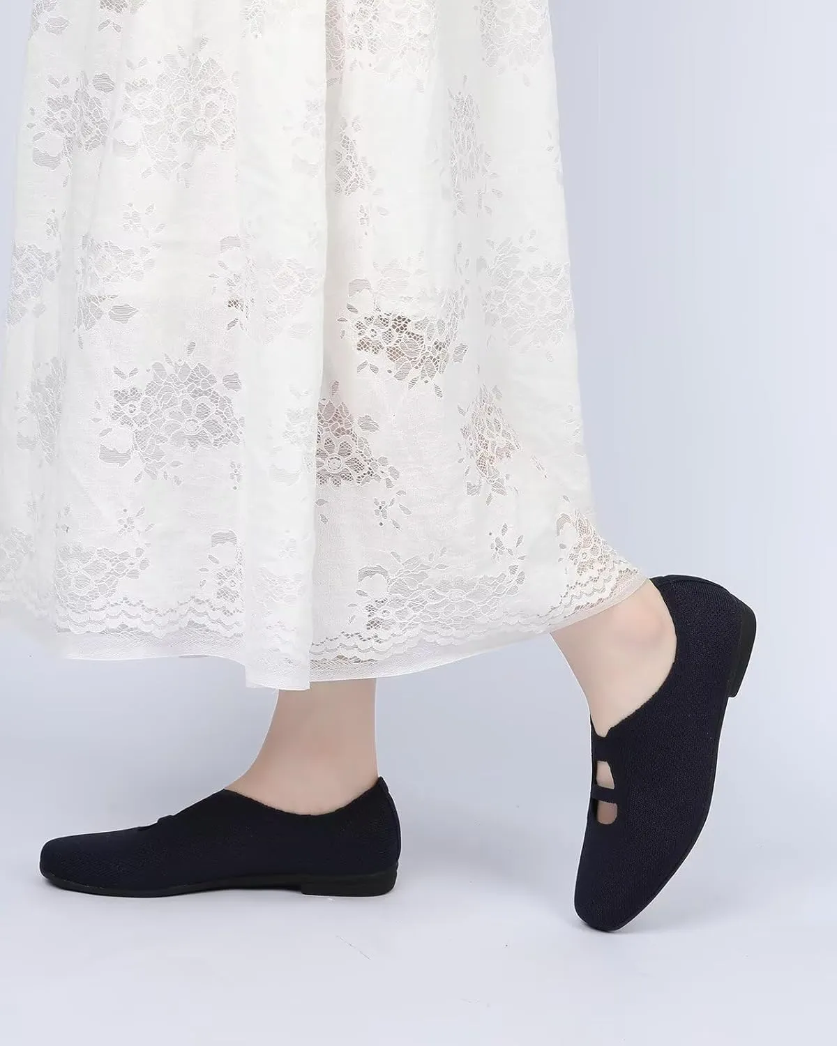 Women's Ballet Flat Knit Dressy Shoes Comfort Walking Work Slip-on Flats Ballerina Office Driving Shoes Low Wedge