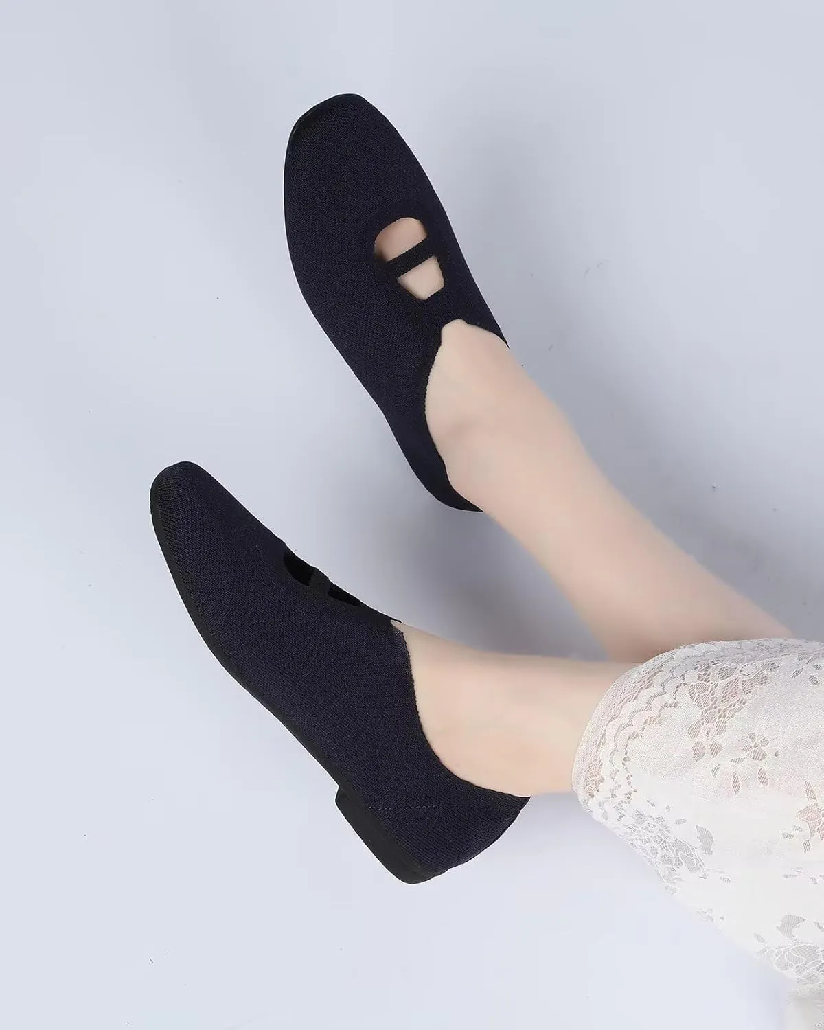 Women's Ballet Flat Knit Dressy Shoes Comfort Walking Work Slip-on Flats Ballerina Office Driving Shoes Low Wedge