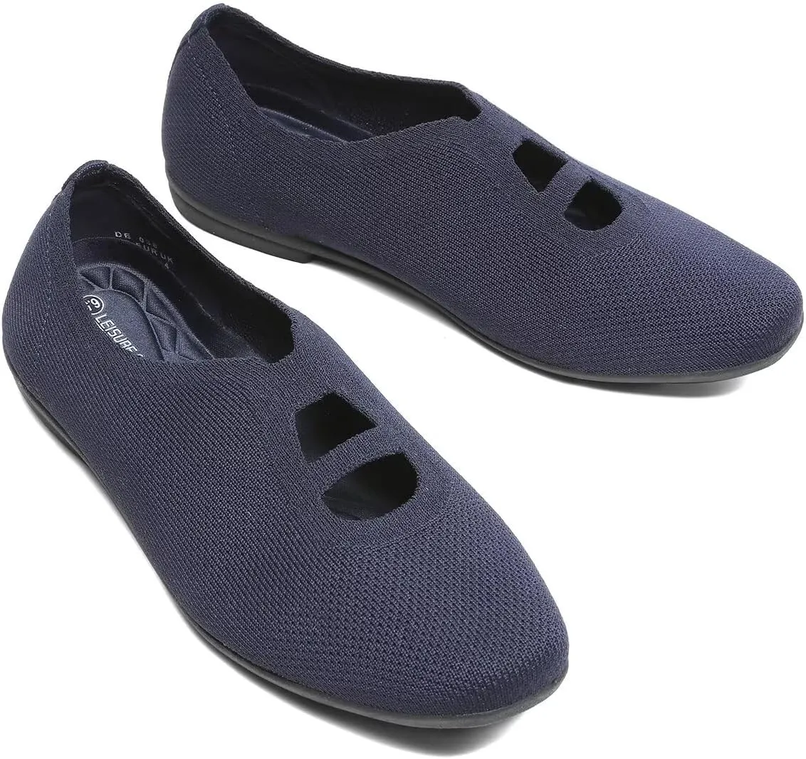 Women's Ballet Flat Knit Dressy Shoes Comfort Walking Work Slip-on Flats Ballerina Office Driving Shoes Low Wedge
