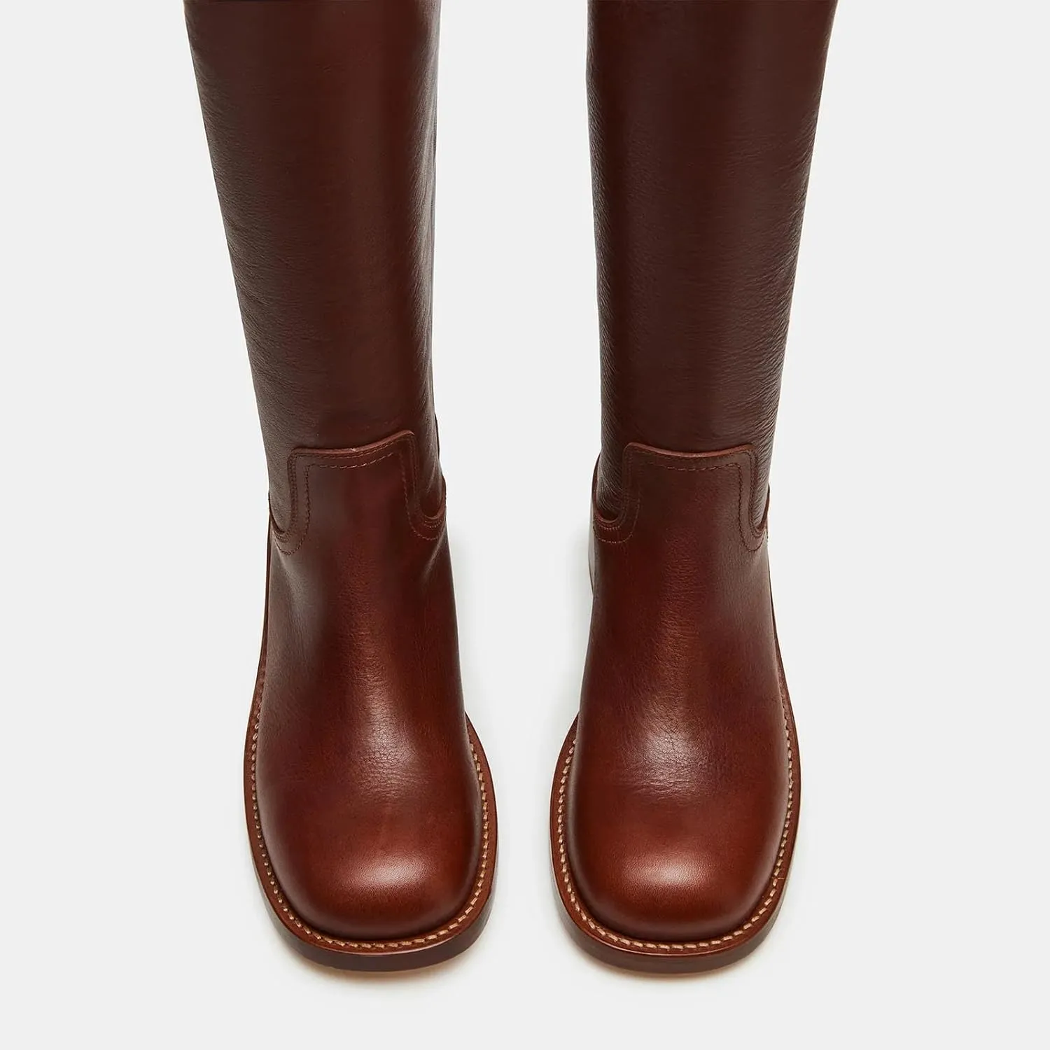 Women's Banana Knee High Boots Square Toe Chunky Block Heel Long Boots for Women Comfortable Low Heel Pull on Wide Calf Riding Boots