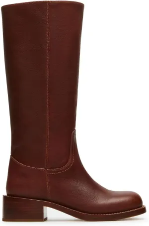 Women's Banana Knee High Boots Square Toe Chunky Block Heel Long Boots for Women Comfortable Low Heel Pull on Wide Calf Riding Boots