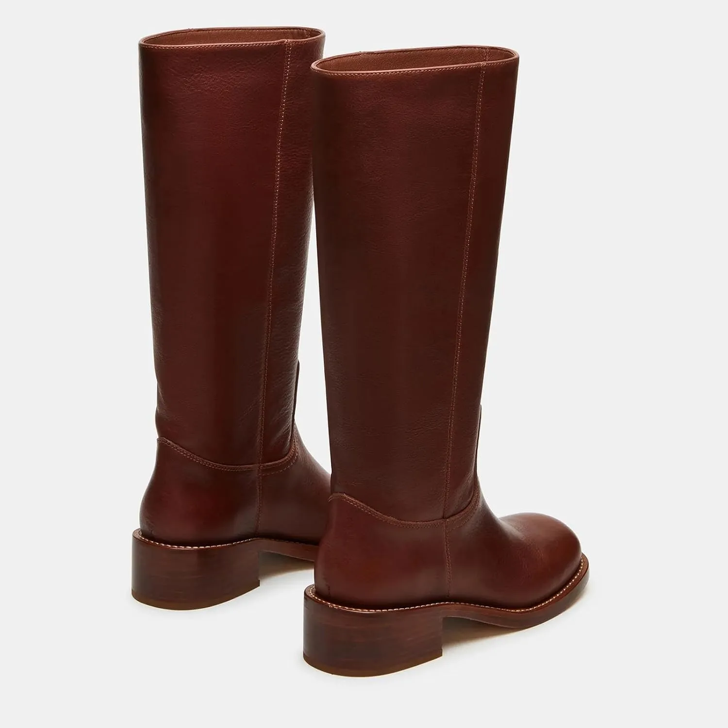 Women's Banana Knee High Boots Square Toe Chunky Block Heel Long Boots for Women Comfortable Low Heel Pull on Wide Calf Riding Boots