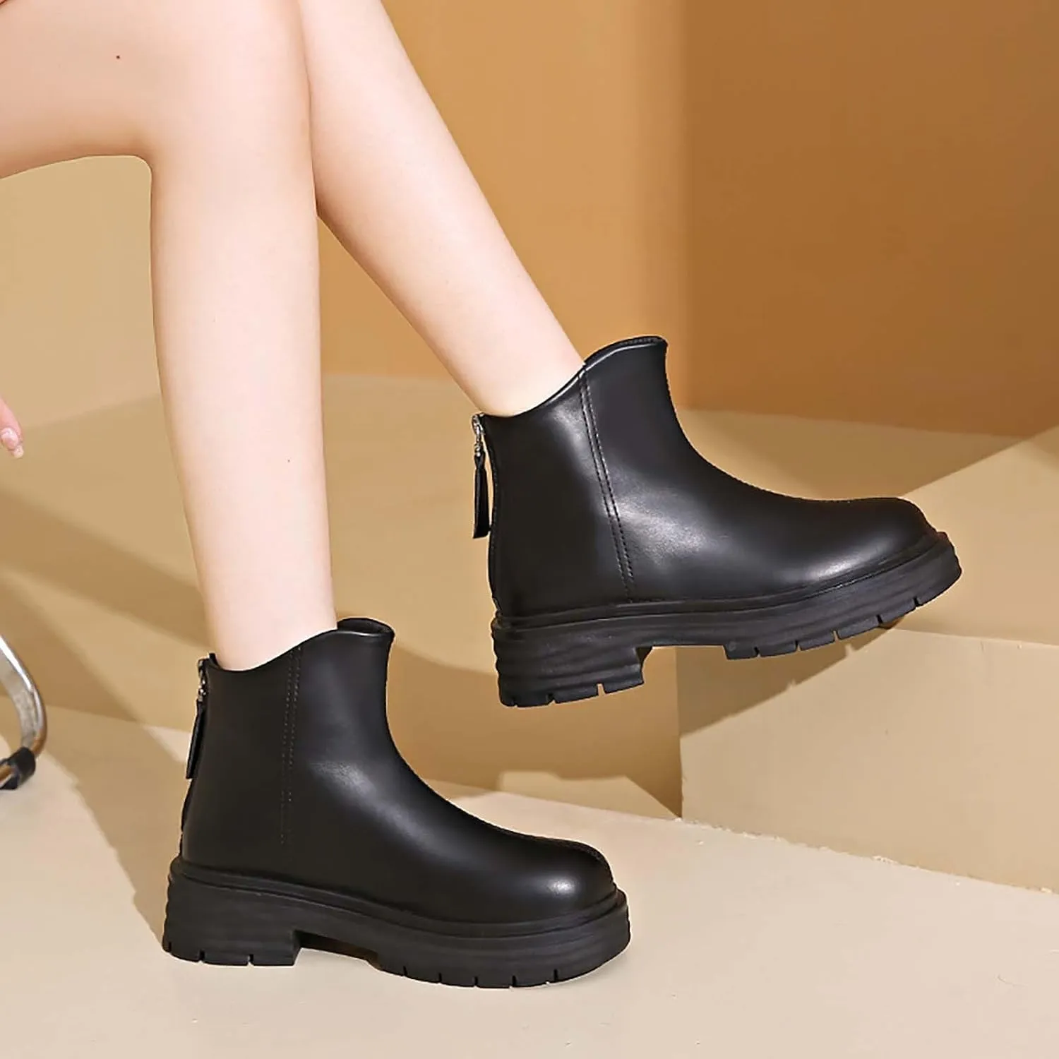 Womens Black Ankle Boots Country Boots Womens Work Boot Lady Boots for Women On Womens Flat Black Ankle Boots Ankle Bootie for Women Low Heel