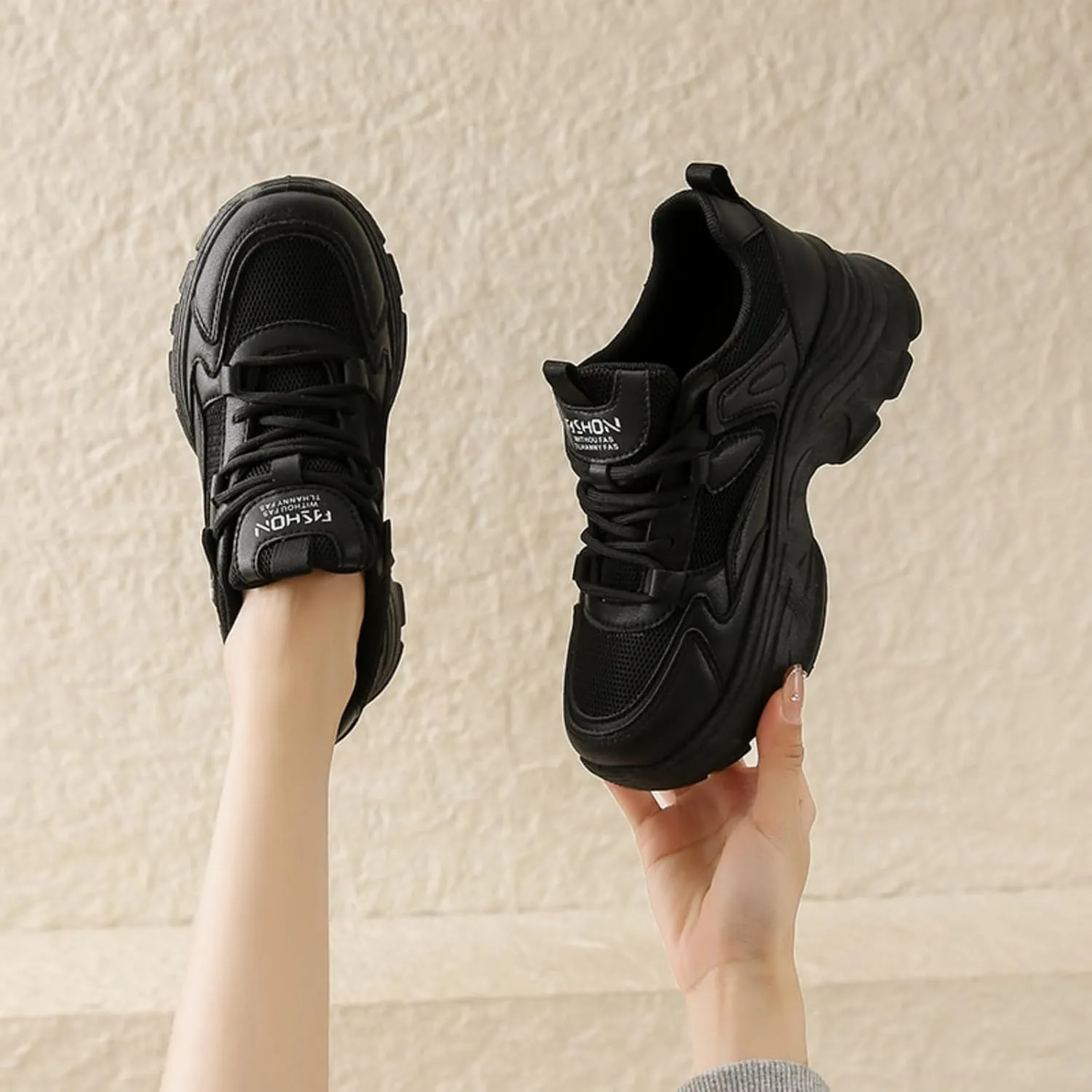 Women's Breathable Sneakers, Mesh Lightweight, Easy - Walk Casual Sport Strap Athletic Running Shoes with Platform Sole for Height Increase