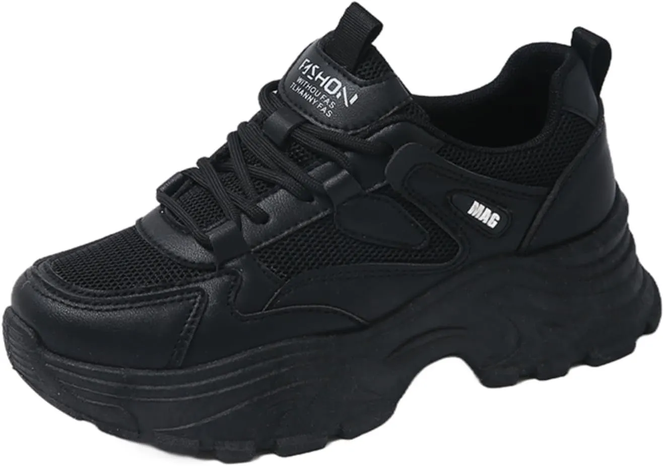 Women's Breathable Sneakers, Mesh Lightweight, Easy - Walk Casual Sport Strap Athletic Running Shoes with Platform Sole for Height Increase