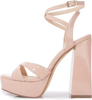 Women's Chunky Platform Heel Heeled Sandals Peep Toe Chunky High Heels Ankle Straps Slingback Heels Summer Dress Shoes