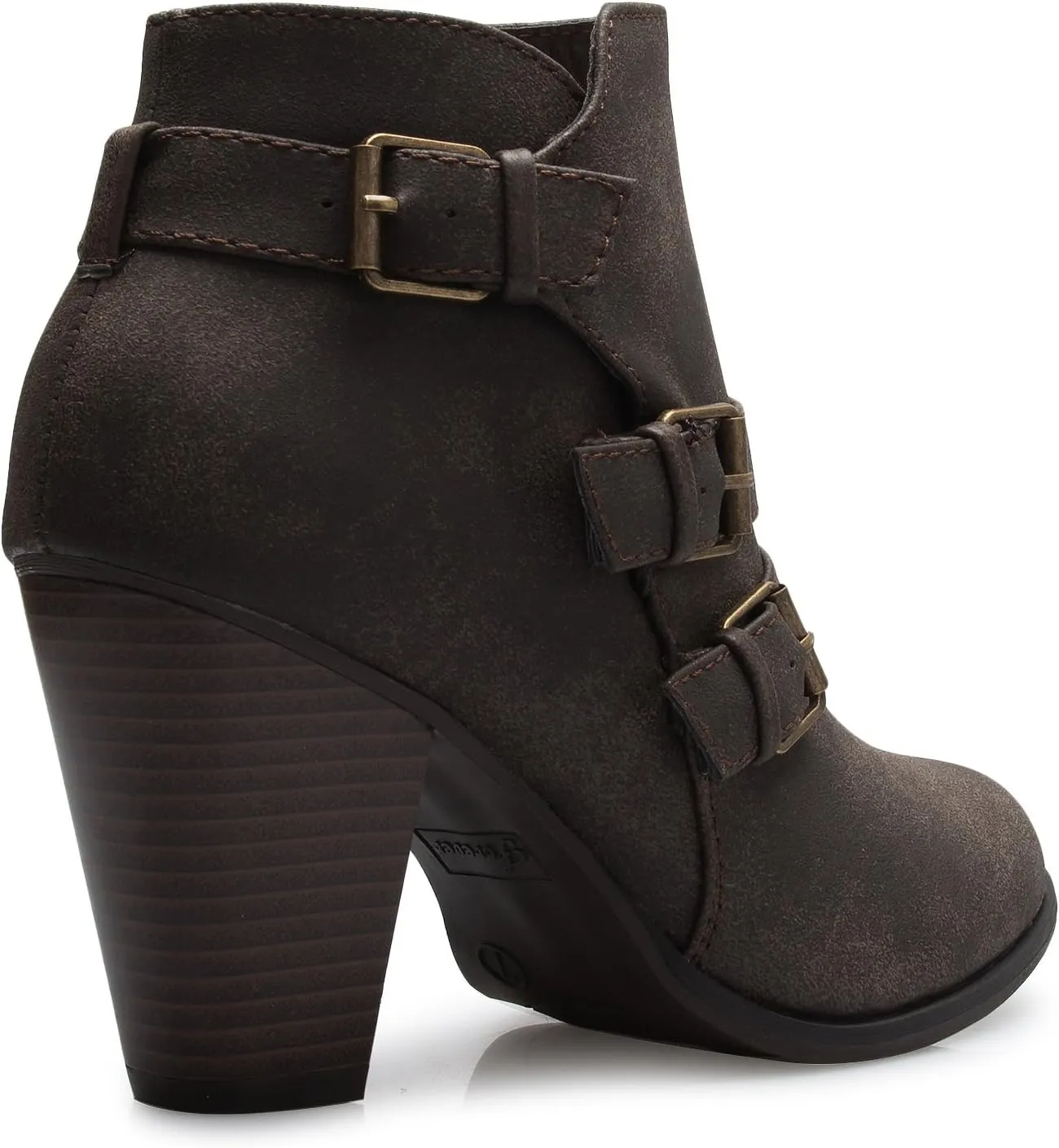 Women's Classic Stacked Wood heel with Side Zipper Enclosure - Adjustable Ankle Straps with Buckle