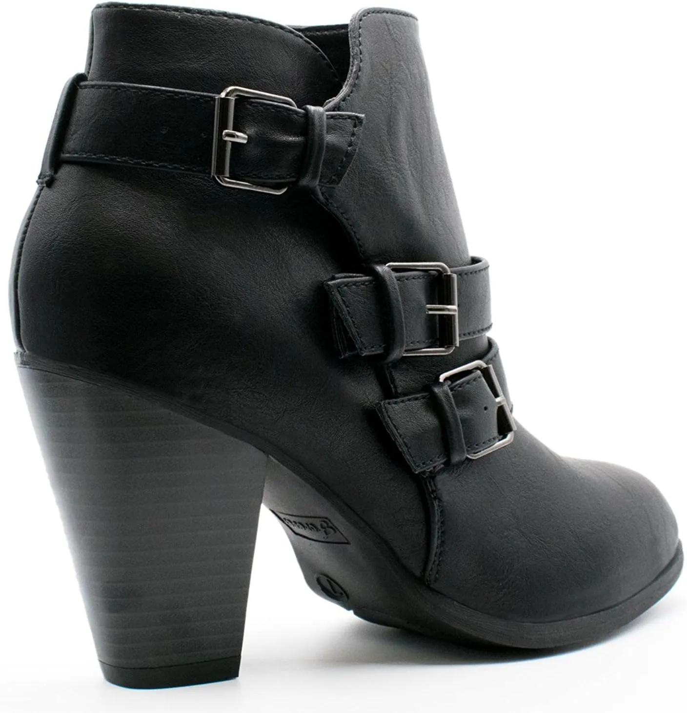 Women's Classic Stacked Wood heel with Side Zipper Enclosure - Adjustable Ankle Straps with Buckle