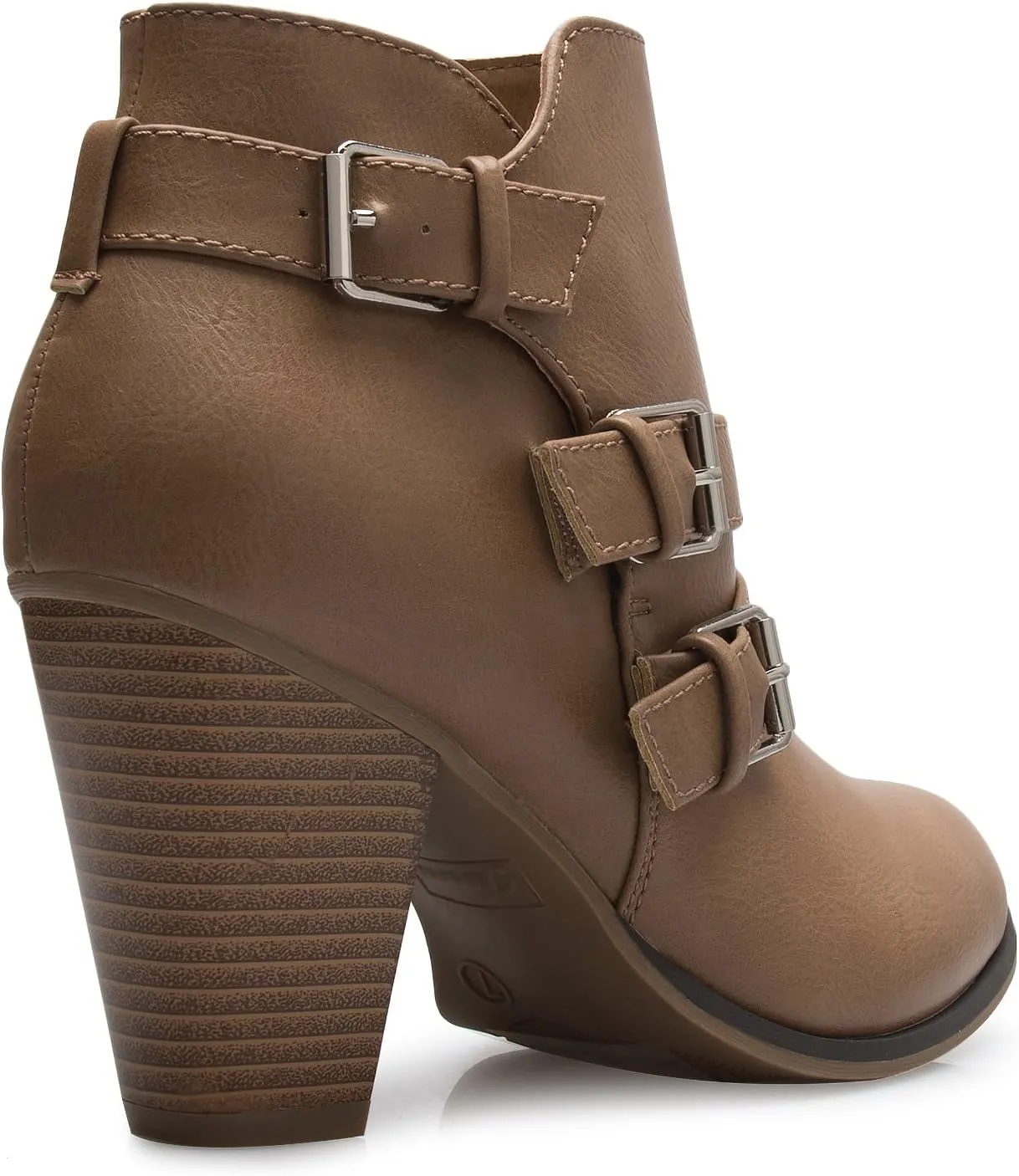 Women's Classic Stacked Wood heel with Side Zipper Enclosure - Adjustable Ankle Straps with Buckle