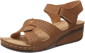 Women's Comfortable Dressy Flats Sandals Open Toe One Band Casual Walking Summer Slingback Upper Orthopedic Slippers with Arch Support Wedge Ankle Strap Platform Beach Slip on Dress Sandal