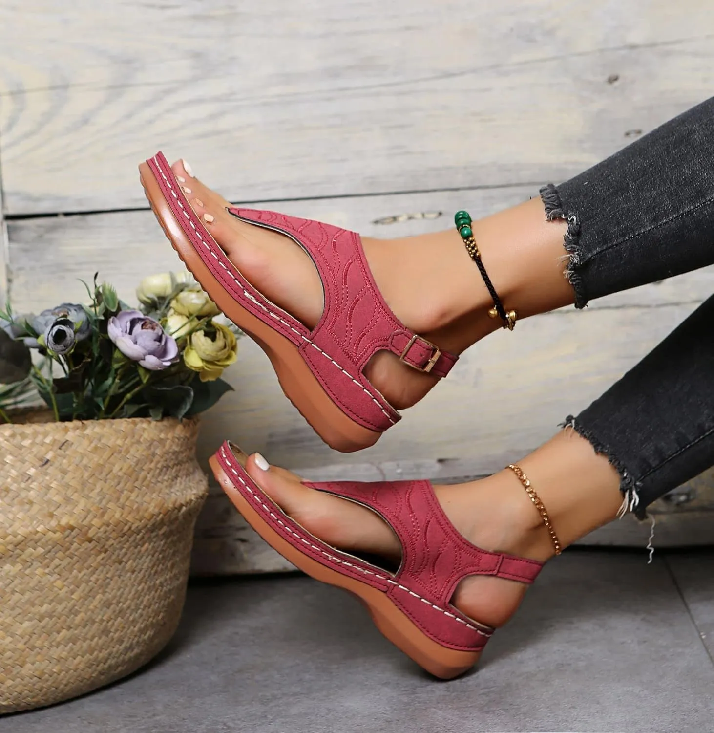 Women's Comfy Orthotic Sandals, Sandals for Women, Wide Gladiator Orthopedic Arch Support Roman Low Summer Dressy Flats Comfort Leather Walking Casual Shoes Support Beach Hiking Vacation
