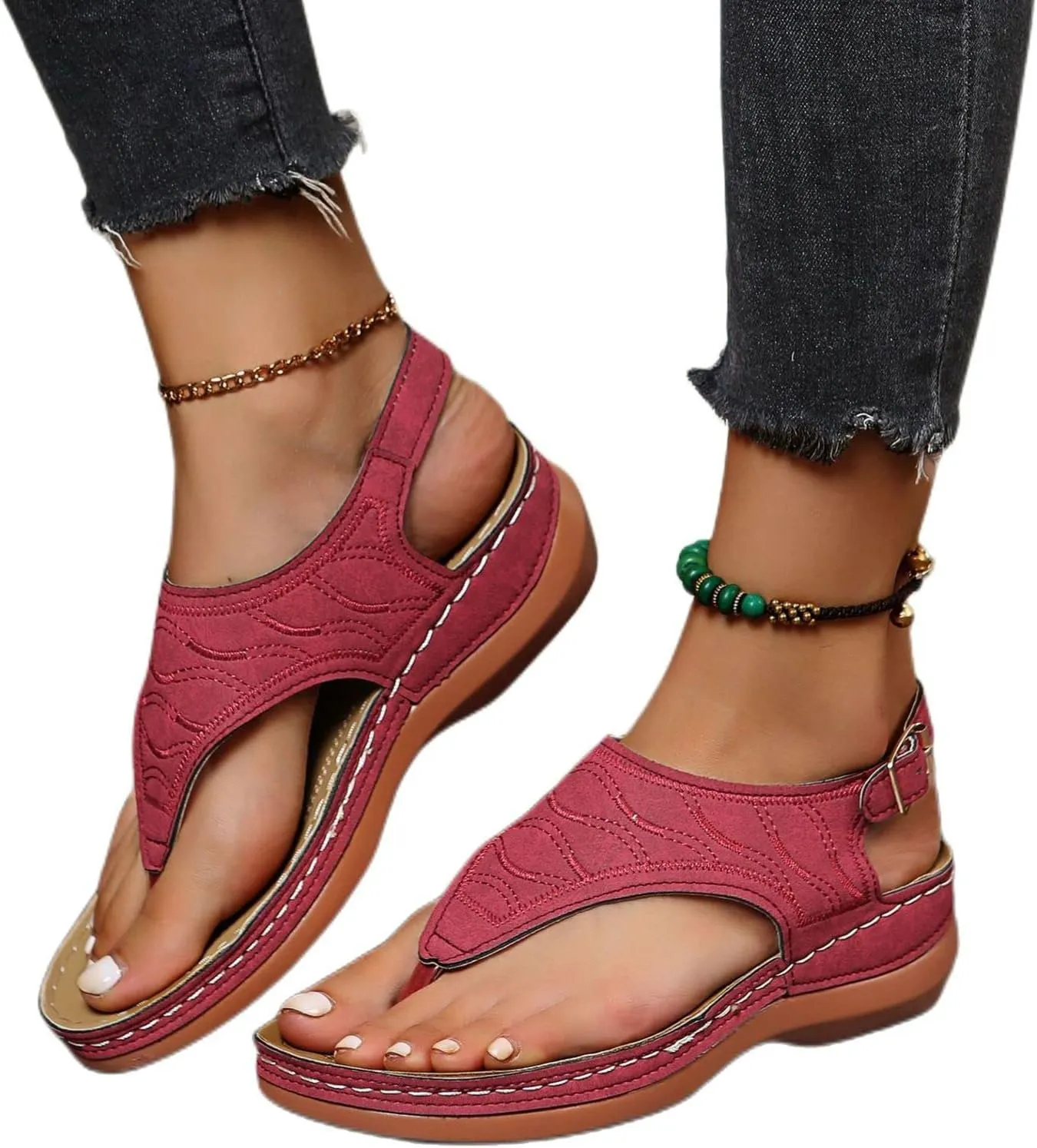 Women's Comfy Orthotic Sandals, Sandals for Women, Wide Gladiator Orthopedic Arch Support Roman Low Summer Dressy Flats Comfort Leather Walking Casual Shoes Support Beach Hiking Vacation