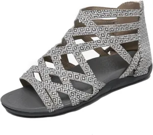 Women's Cross Strappy Stylish Sandal Back Zipper Solid Orthopedic Sandals Breathe Summer Spring Flats Open Toe Shoe