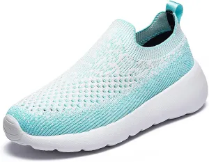 Women's Elastic Knit Slip On Sneakers Breathable Mesh Soft Bottom Lightweight Walking Sock Shoes Comfortable Yoga Fitness Tennis Shoes