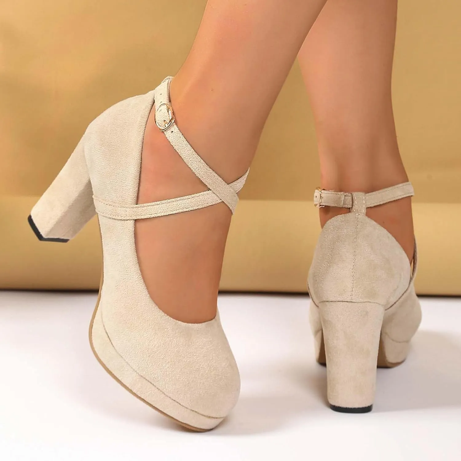 Women's Elegant High Heels Pointed Toe Dress Shoes for Women Comfortable Chunky Heel Party Wedding Wear Spring