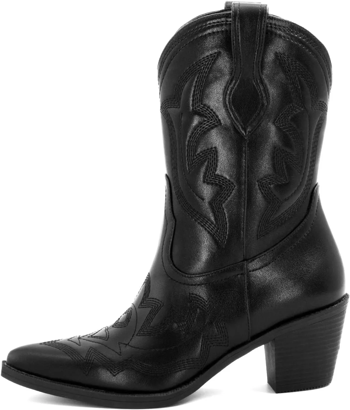 Women's Embroidered Wide Calf Western Cowgirl High Knee Boots Pull On Pointed Toe Cowboy Tall Boots for Ladies