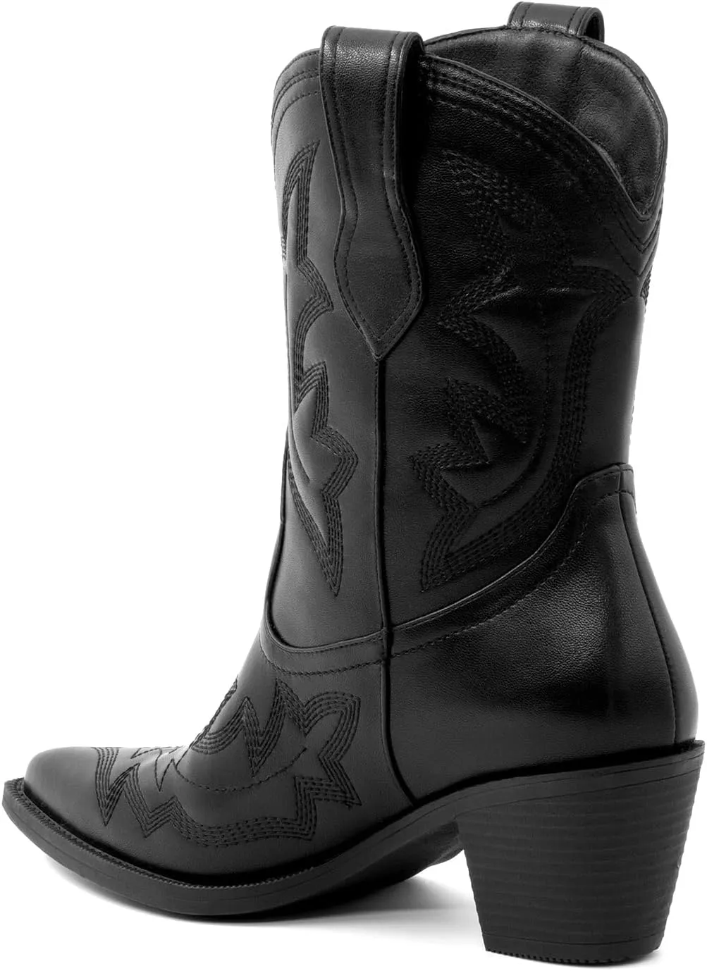 Women's Embroidered Wide Calf Western Cowgirl High Knee Boots Pull On Pointed Toe Cowboy Tall Boots for Ladies