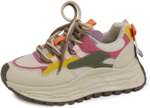 Women's Fashion Casual Sneakers Platform Design Classic Patchwork Style Ideal for Walking Playing Tennis and Traveling Chunky and Colorful Lifestyle Sneakers.