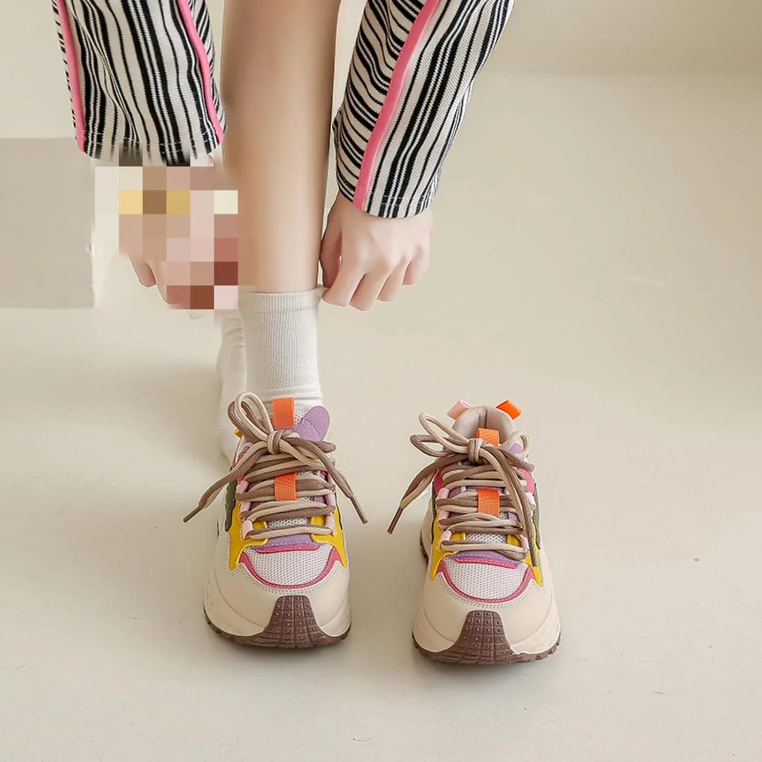 Women's Fashion Casual Sneakers Platform Design Classic Patchwork Style Ideal for Walking Playing Tennis and Traveling Chunky and Colorful Lifestyle Sneakers.